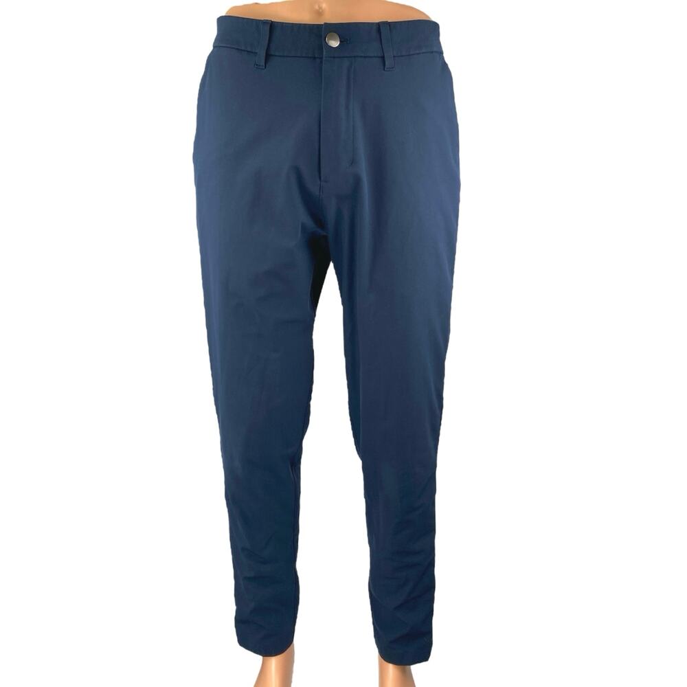 Lululemon Men's Blue Straight Leg High Waist Chino Trousers Dress Pants Size 33